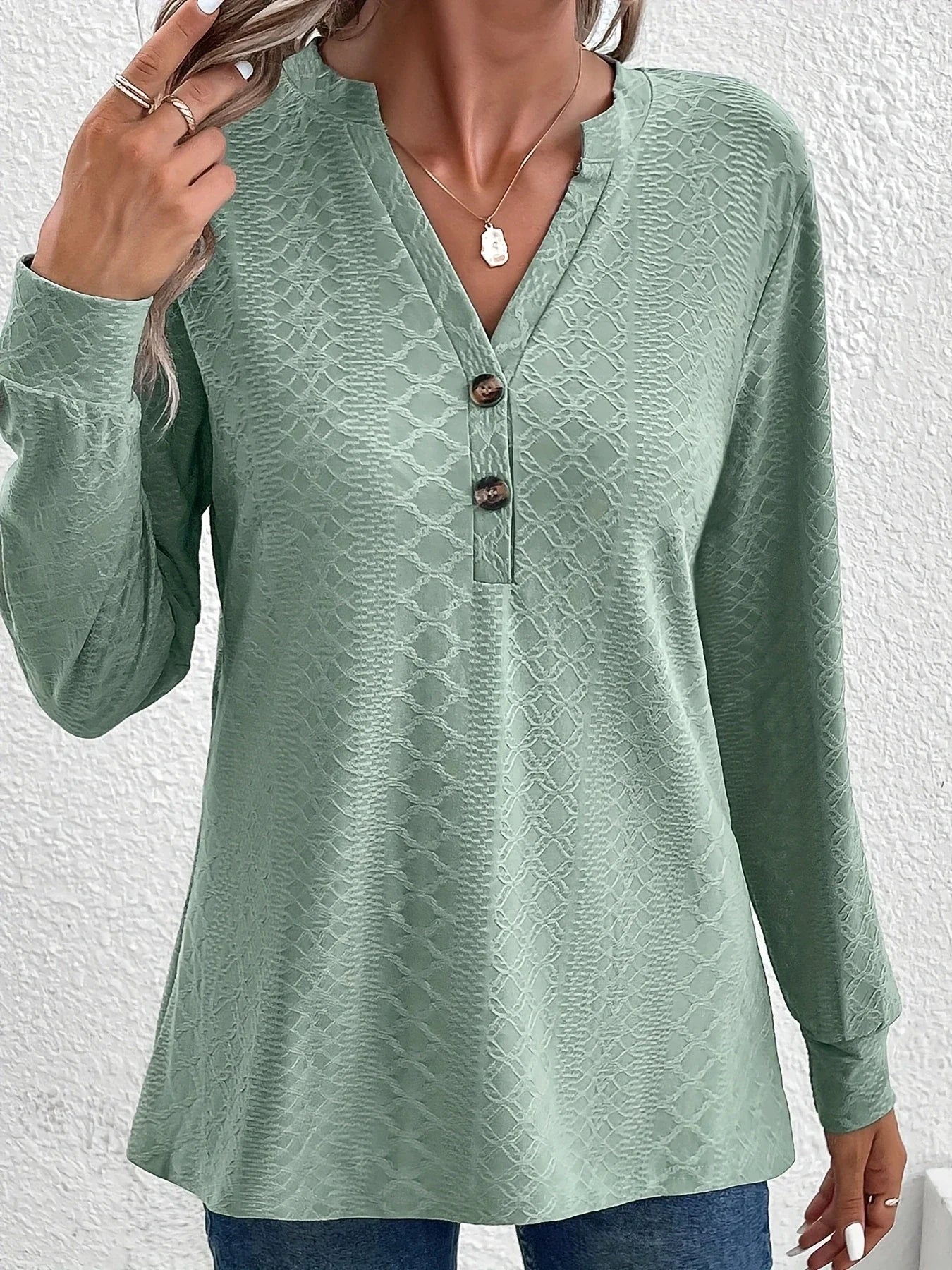 Nadia™ | Struktureret bluse med knapper - Elegant og selvsikker
